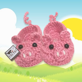 Zapatos de cerdo. Zapatos de animales. Babuchas de cerdito. Pantuflas para niños. Zapatos de cerdita. Babuchas de cochinito. Babuchas tejidas a mano. Babuchas en lana. Pantuflas tejidas. Babuchas de animales. Talykí Taller de Tejidos y diseño textil