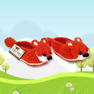 Zapatos de zorro. Zapatos de zorro tejidos a mano. Pantuflas para niños. Babuchas a crochet. Babuchas tejidas a mano. Babuchas en lana. Pantuflas tejidas. Babuchas de animales. Babuchas de zorro. El principito. Talykí Taller de Tejidos y diseño textil