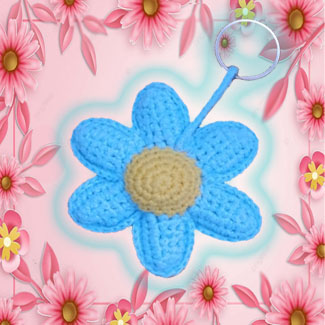 Llavero tejido a mano en forma de flores, margaritas, claveles, rosas. Llaveros de flores tejidos a mano. Flores tejidas en crochet. Llaveros tejidos personalizados. Talykí Taller de Tejidos y diseño textil